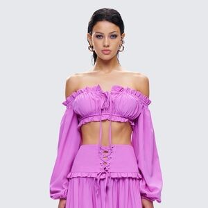 Finesse Lavender Off-Shoulder Crop Top
